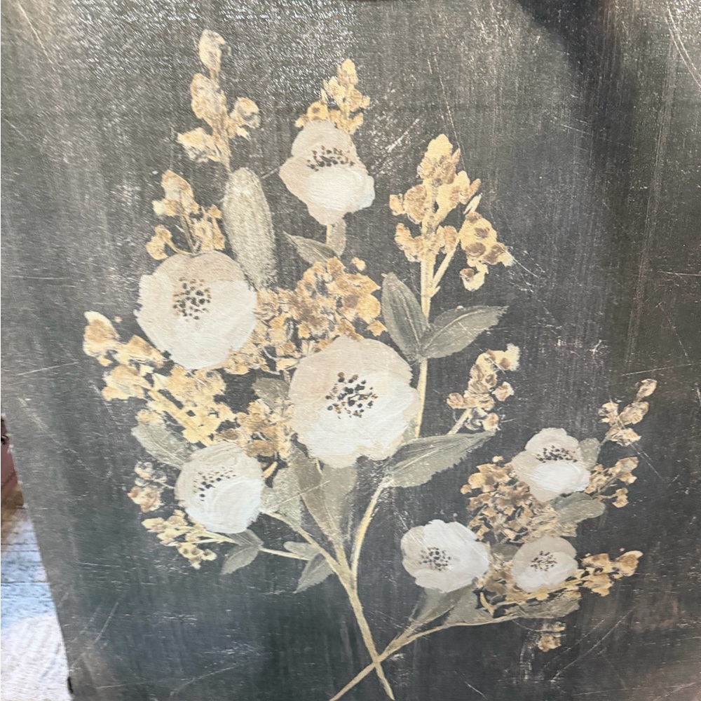 Elegant Floral Canvas Art - Gray and Cream - Picture 7 of 7